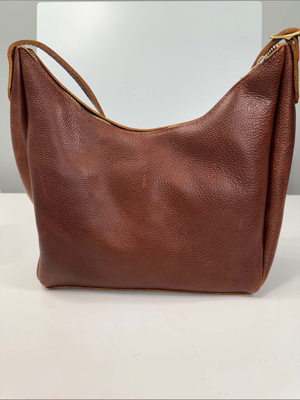Portland Leather Brown Pebble Shoulder Bag - Picture 2 of 9